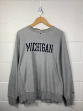 Load image into Gallery viewer, UNIVERSITY - GREY MICHIGAN CREWNECK ON CHAMPION TAGS