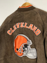 Load image into Gallery viewer, NFL - CLEVELAND BROWNS LEATHER SUADE PULLOVER JACKET - MENS MEDIUM
