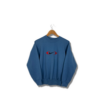 Load image into Gallery viewer, BLUE NIKE EMBRODIERED SWOOSH CREWNECK - BOXY SMALL / YOUTH XL
