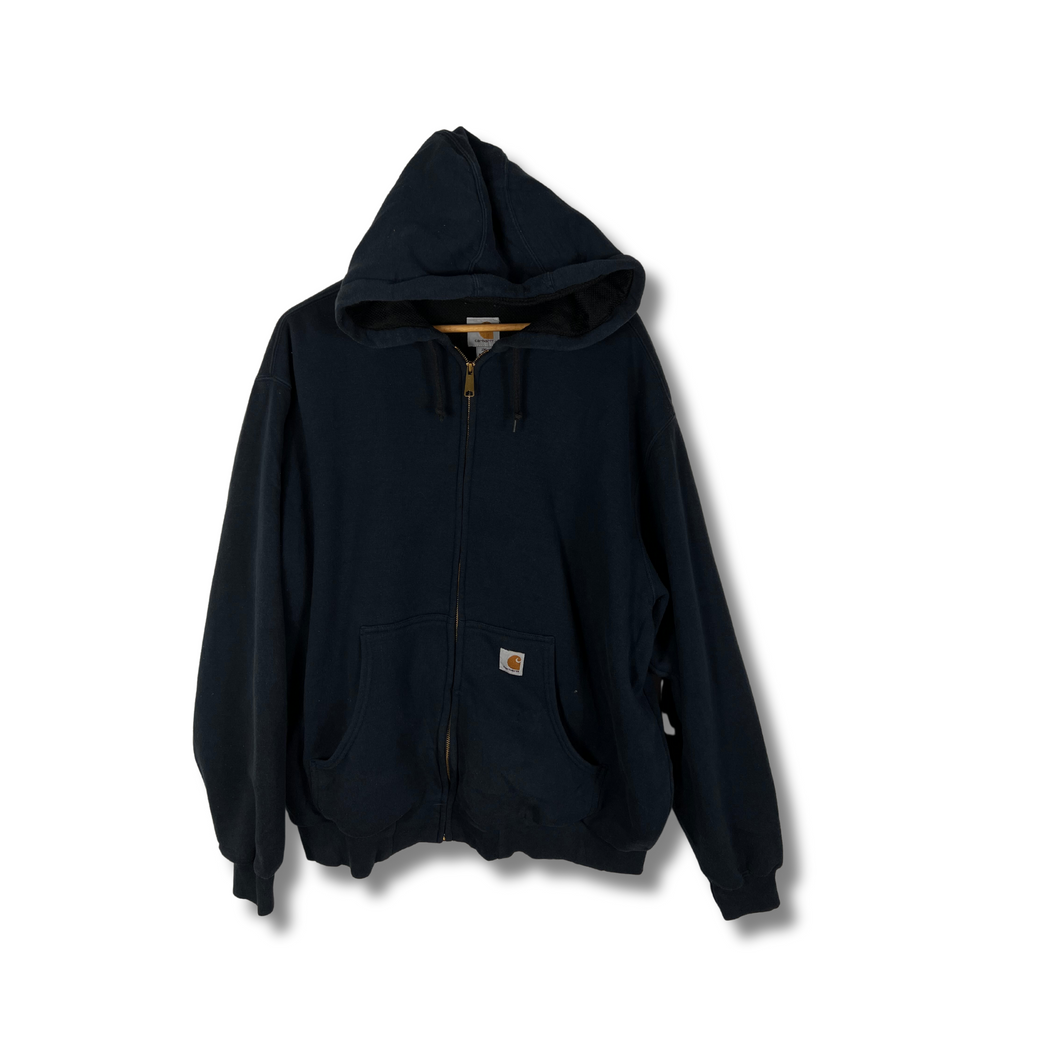 NAVY BLUE ZIP-UP HOODIE THERMAL - XL OVERSIZED / 2XL