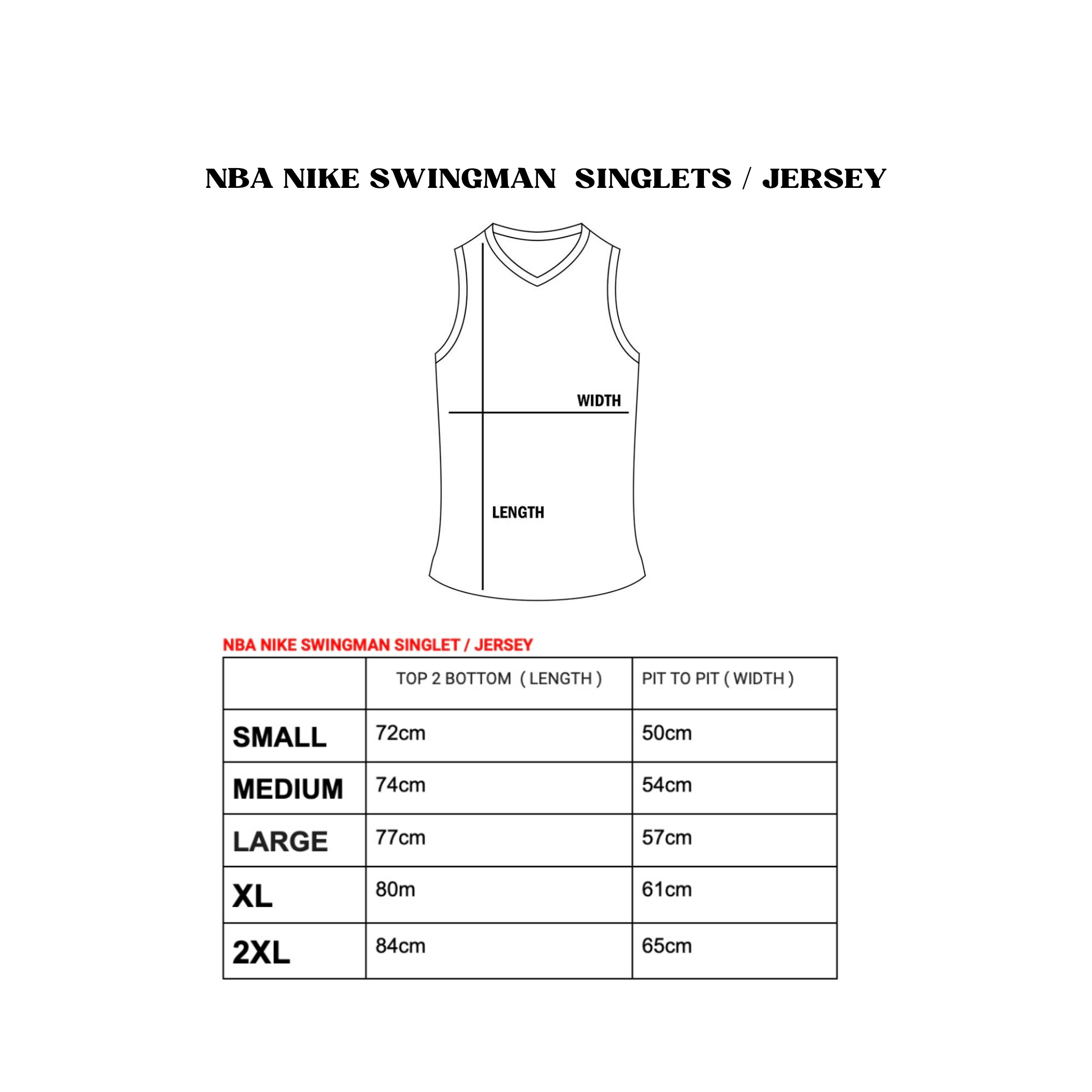 Nike jersey nba cheap size chart