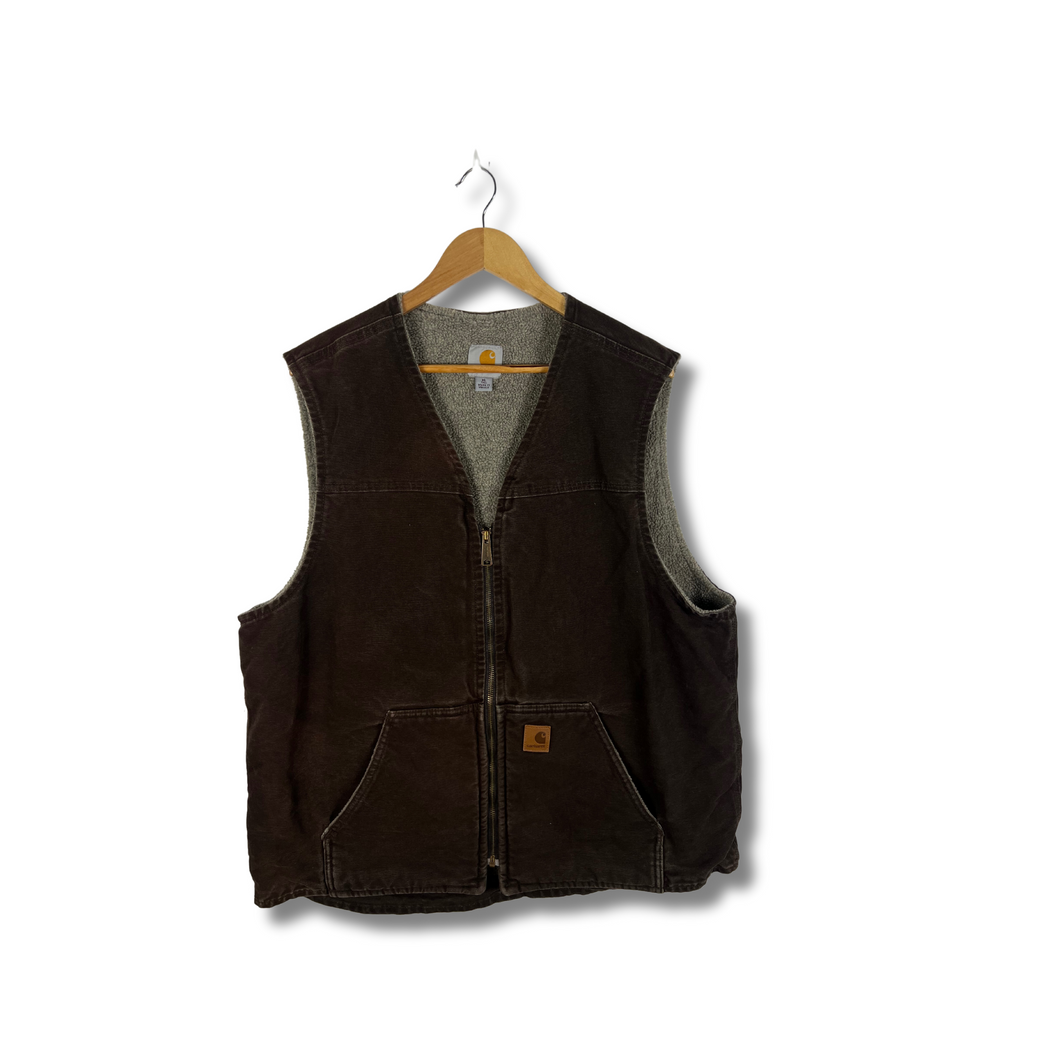 VINTAGE BROWN CARHARTT SHERPA VEST - XL OVERSIZED