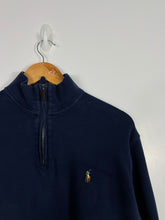 Load image into Gallery viewer, NAVY BLUE RALPH LAUREN W/ MULTI COLOUR EMBLEM 1/4 QUARTER-ZIP - LARGE

