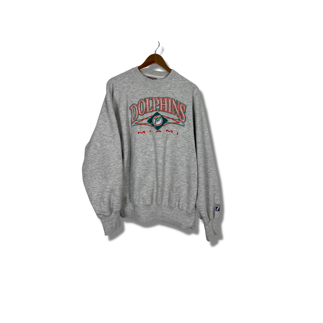 NFL - MIAMI DOLPHINS EMBROIDERED CREWNECK - LARGE OVERSIZED