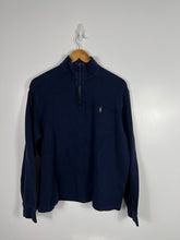 Load image into Gallery viewer, NAVY BLUE RALPH LAUREN W/ MULTI COLOUR EMBLEM 1/4 QUARTER-ZIP - LARGE
