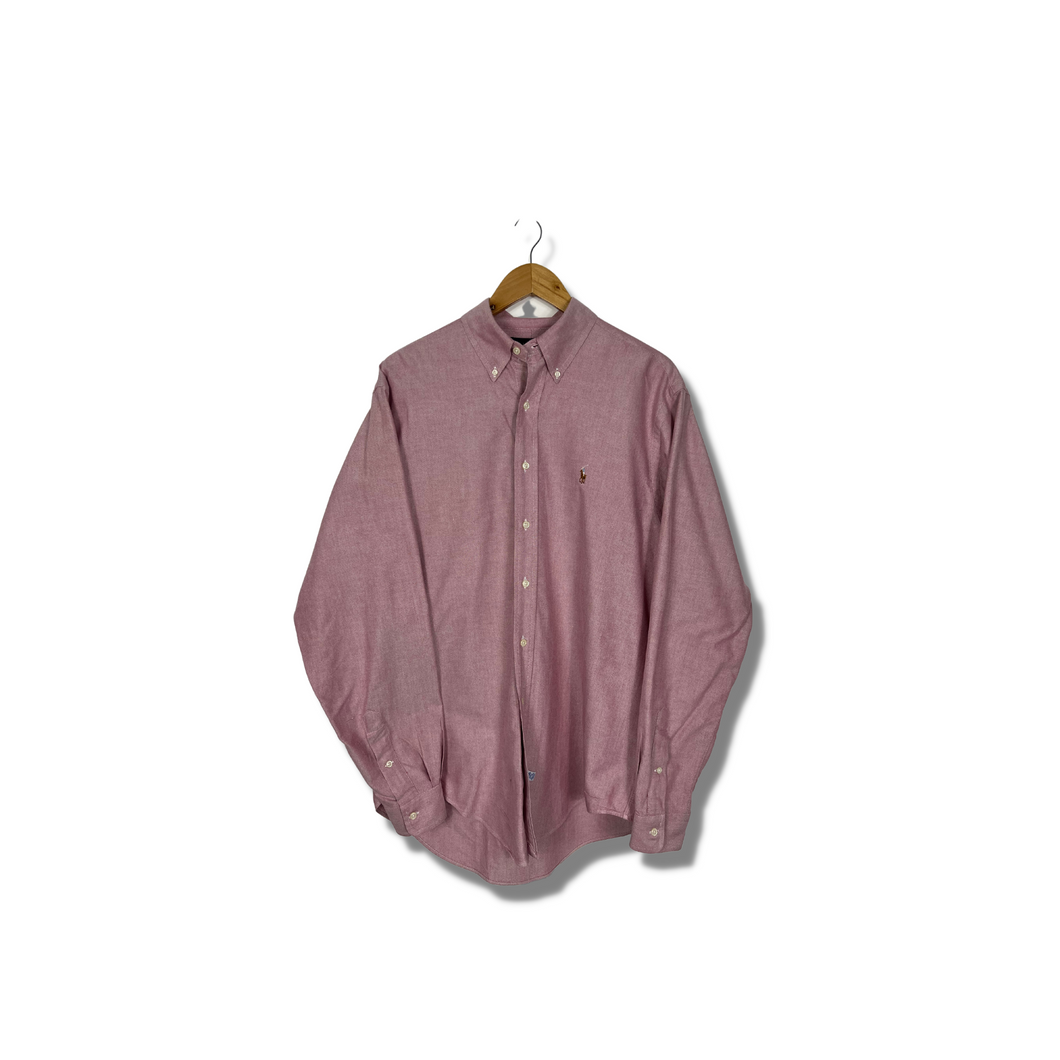 PINK RALPH LAUREN POLO DRESS SHIRT LONG SLEEVE - XL / OVERSIZED ( TALL )