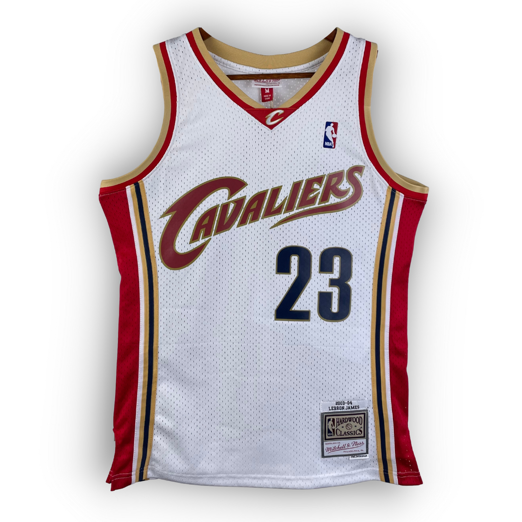 NBA - * NEW WITH TAGS * CLEVELAND CAVALIERS #23 LEBRON JAMES WHITE MITCHELL & NESS HARDWOOD CLASSIC SINGLET JERSEY