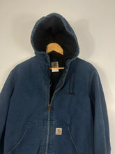 Load image into Gallery viewer, DENIM BLUE CARHARTT ZIP-UP HOODED JACKET * RARE *  - SMALL
