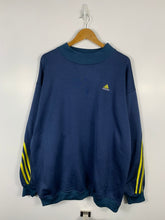 Load image into Gallery viewer, VINTAGE Y2K ADIDAS EMBROIDERED NAVY BLUE / YELLOW CREWNECK - MENS LARGE  ( FITS XL OVERSIZED / 2XL ( CHECK MEASUREMENTS )
