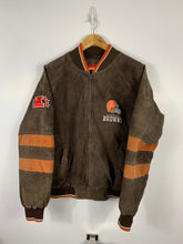 Load image into Gallery viewer, NFL - CLEVELAND BROWNS LEATHER SUADE PULLOVER JACKET - MENS MEDIUM
