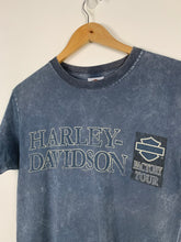 Load image into Gallery viewer, HARLEY DAVIDSON WASHED BLUE GRAPHIC PRINT T-SHIRT - MENS SMALL
