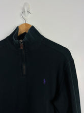 Load image into Gallery viewer, RALPH LAUREN 1/4 QUARTER-ZIP BLACK W/ PURPLE EMBLEM - SMALL
