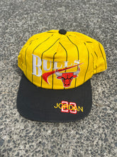 Load image into Gallery viewer, NBA - 90&#39;s VINTAGE CHICAGO BULLS YELLOW PINSTRIPE &quot; MICHAEL JORDAN &quot; HAT - ONE SIZE FITS ALL OSFA
