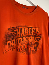 Load image into Gallery viewer, ORANGE HARLEY DAVIDSON T-SHIRT W/ EAGLE GRAPHIC ON BACK - XL
