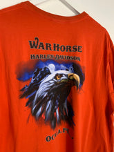 Load image into Gallery viewer, ORANGE HARLEY DAVIDSON T-SHIRT W/ EAGLE GRAPHIC ON BACK - XL
