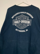 Load image into Gallery viewer, BLUE HARLEY DAVIDSON GRAPHIC T-SHIRT W/ TRADEMARK ON BACK - 2XL OVERSIZED
