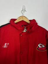 Load image into Gallery viewer, NFL - KANSAS CHIEFS LOGO ATHLETIC JACKET W/ BACK HIT W/ HOODIE  - XL OVERSIZED / 2XL
