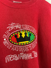 Load image into Gallery viewer, EMBROIDERED STUSSY TRIBINAL CREWNECK - LARGE OVERSIZED / XL
