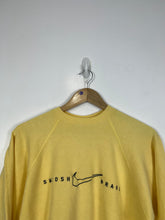 Load image into Gallery viewer, YELLOW NIKE SWOOSH BRAND EMBROIDERED CREWNECK - BOXY SMALL / WOMANS LARGE
