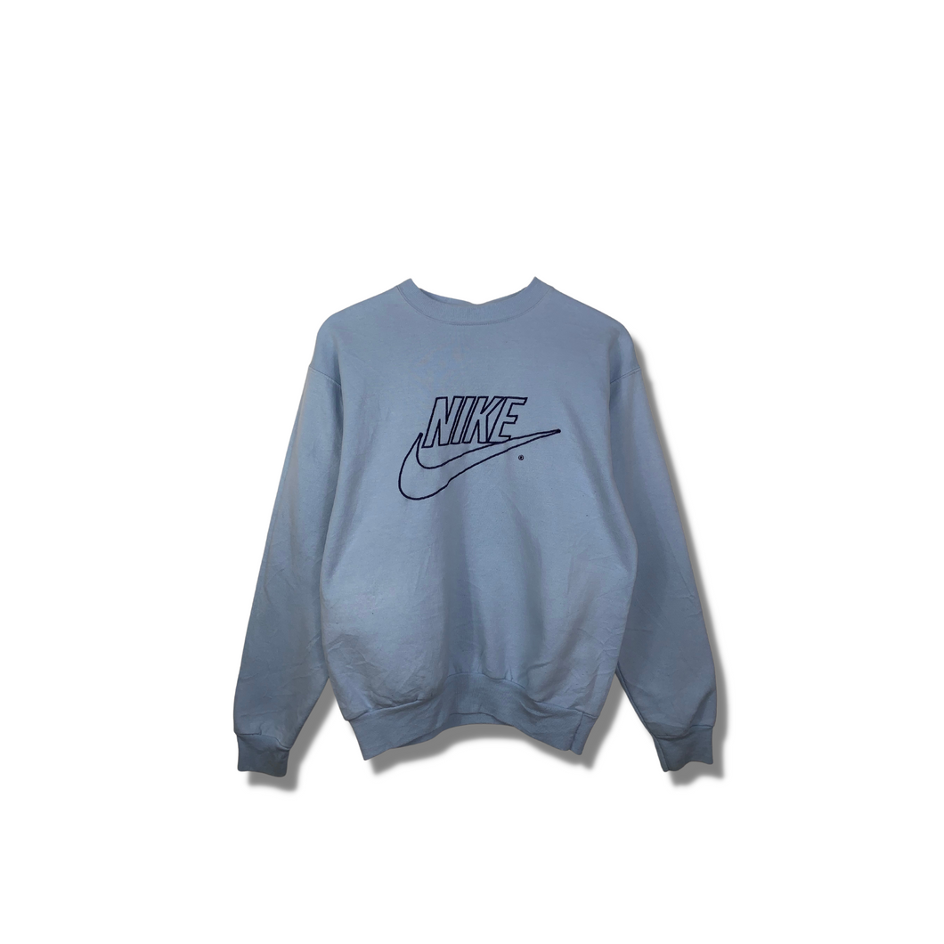 BABY BLUE EMBROIDERED NIKE CREWNECK - BOXY SMALL