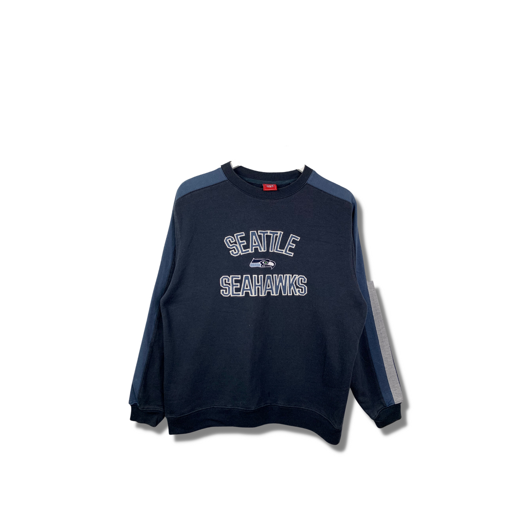 NFL - SEATTLE SEAHAWKS EMBROIDERED CREWNECK - MENS SMALL / WOMANS LARGE
