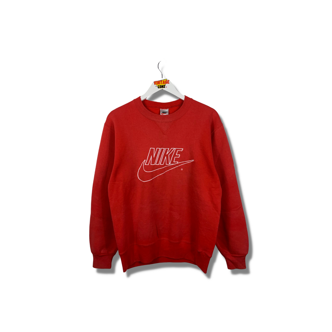 RED NIKE EMBROIDERED CREWNECK - SMALL
