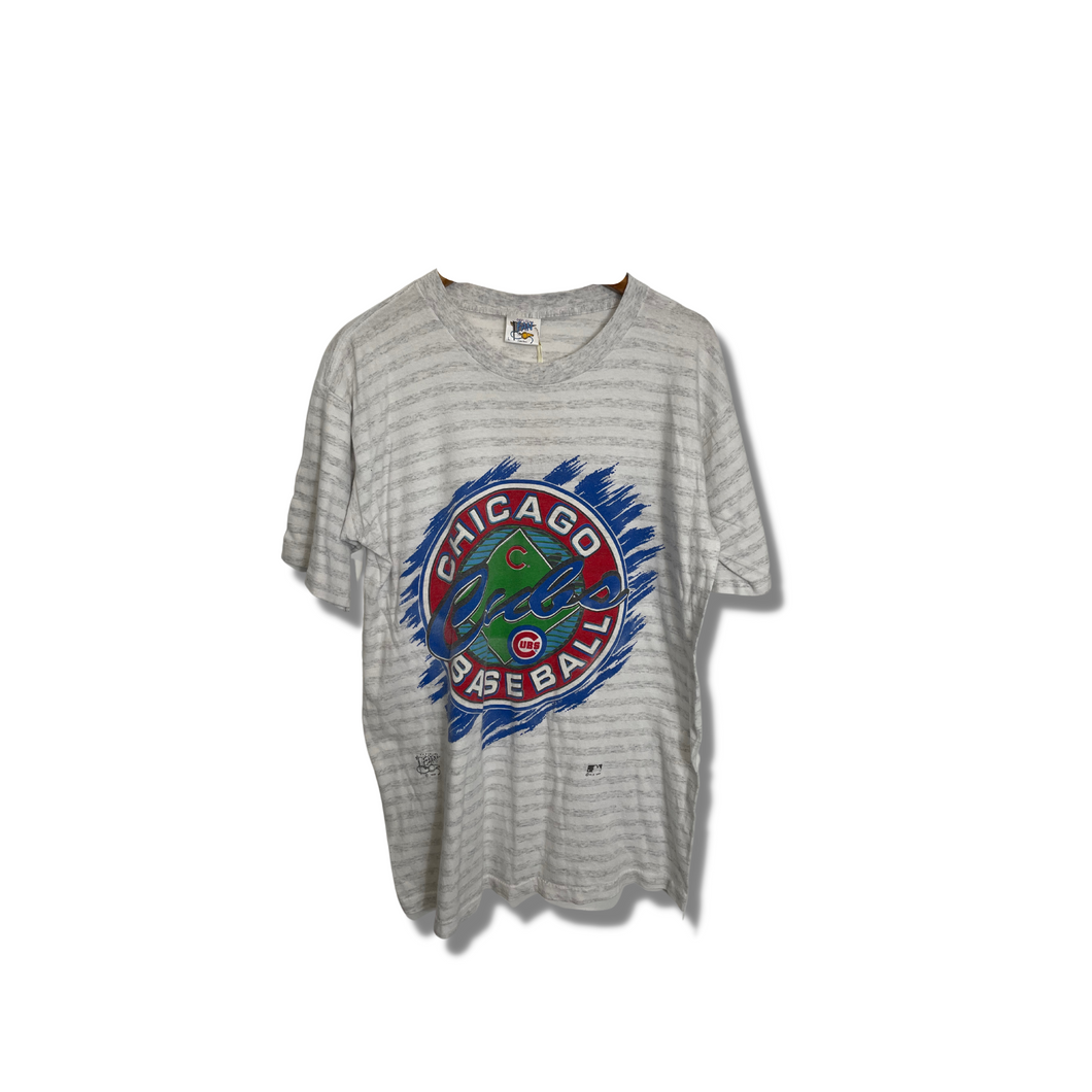 MLB - 90'S CHICAGO CUBS STRIPED GRAPHIC T-SHIRT - LARGE