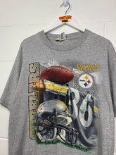Load image into Gallery viewer, NFL - PITTSBURGH STEELERS GRAPHIC HELMET T-SHIRT - LARGE OVERSIZED / XL
